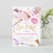 Spa Makeup Birthday Party Blush Pink Glam Party in Kaart (Staand voorkant)