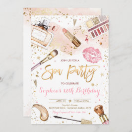 Spa Makeup Birthday Party Blush Pink Glam Party Kaart