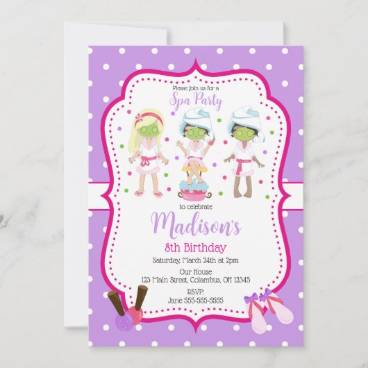 Spa Makeup Birthday Party Invitation Kaart (Voorkant)