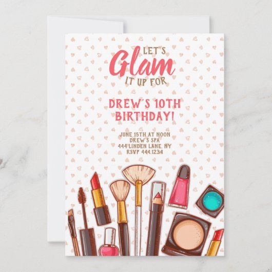 Spa Makeup Birthday Party Kaart (Voorkant)