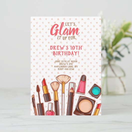 Spa Makeup Birthday Party Kaart (Staand voorkant)