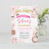 Spa Makeup Birthday Party Pink Glitz & Glam Party Kaart (Staand voorkant)