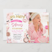 Spa Makeup Birthday Party Pink Glitz & Glam Party Kaart (Voorkant)