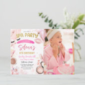 Spa Makeup Birthday Party Pink Glitz & Glam Party Kaart (Staand voorkant)