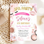 Spa Makeup Birthday Party Pink Glitz & Glam Party Kaart