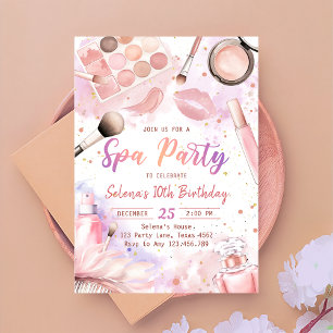 Spa Makeup Birthday Party Pink Glitz & Glam Party Kaart