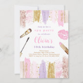 Spa Makeup Birthday Party Pink Glitz & Glam Party Kaart (Voorkant)