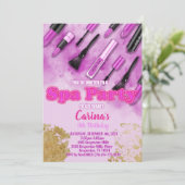 Spa Makeup Glam Birthday Invitation Kaart (Staand voorkant)