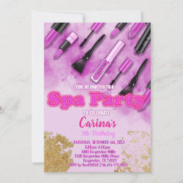 Spa Makeup Glam Birthday Invitation Kaart