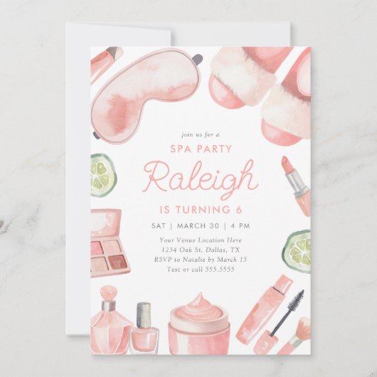 Spa Makeup Glam Birthday Invitation Kaart (Voorkant)