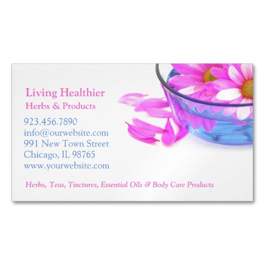 Spa massage bloemen magnetisch visitekaartje (Voorkant)