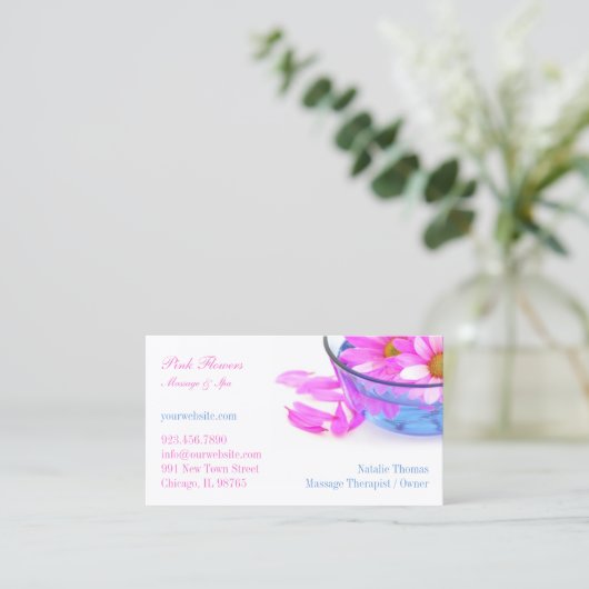 Spa Massage Bloemen Visitekaartje (Staand voorkant)