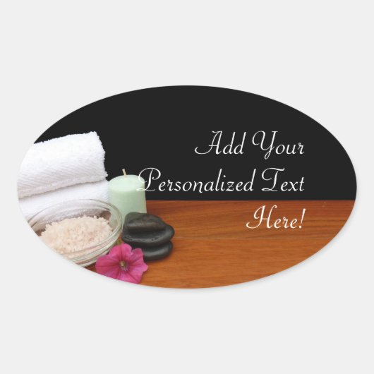 Spa/Massage/pedicure Salon Scene Black/Color Ovale Sticker (Voorkant)