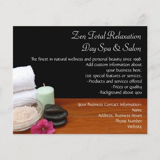 Spa/Massage/Pedicure Salon Scene Zwart/Kleur Flyer (Voorkant)