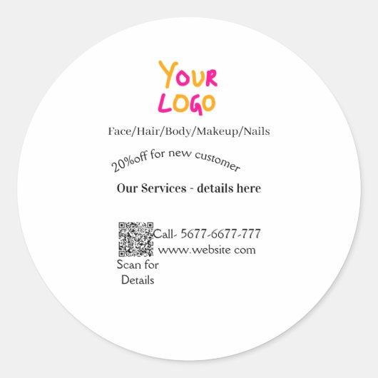 Spa massage salon discount offer services contact  ronde sticker (Voorkant)