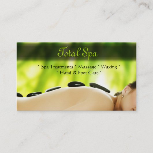 Spa Massage Salon Visitekaartje Green Rocks Afsprakenkaartje (Voorkant)