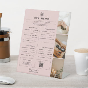 Spa Massage Therapeut Diensten Prijslijst Roze Reclamebord Met Voetstuk