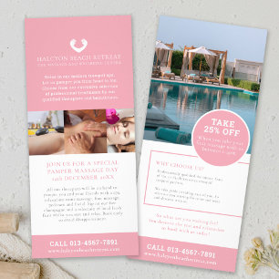 Spa massage wellness promotionele marketing roze reclamekaart