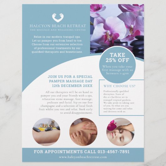 Spa-massage wellnesscentrum behandeling promo flye flyer (Voorkant)