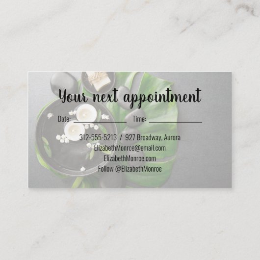 Spa Massagetherapeut Salon Visitekaartje (Achterkant)