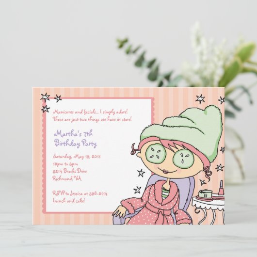  Spa Meisje Uitnodigingen Manicure Party (Staand voorkant)
