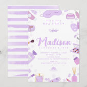 Spa Meisje Verjaardagsfeest bewerkbare uitnodiging (Voorkant / Achterkant)