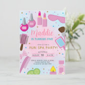 SPA meisje verjaardagsfeestje uitnodigen, SPA vier Kaart (Staand voorkant)