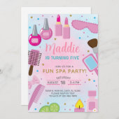 SPA meisje verjaardagsfeestje uitnodigen, SPA vier Kaart (Voorkant / Achterkant)