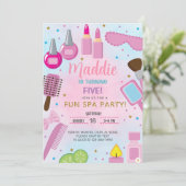 SPA meisje verjaardagsfeestje uitnodigen, SPA vier Kaart (Staand voorkant)