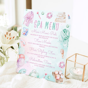 Spa Menu Pastel Kinder Pamper Party Menu Reclamebord Met Voetstuk