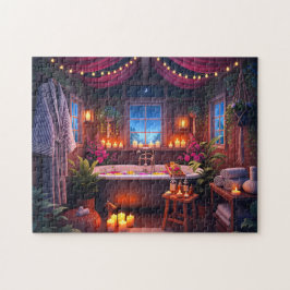 Spa-nacht Starlit Serenity Gezellige badscène Legpuzzel