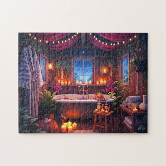 Spa-nacht Starlit Serenity Gezellige badscène Legpuzzel (Horizontaal)