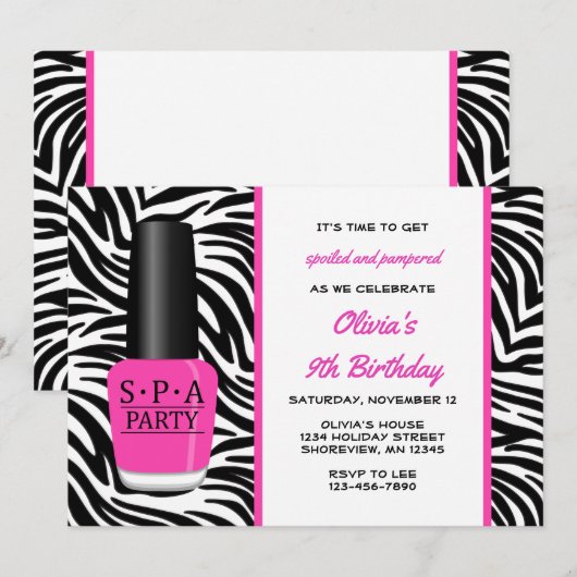 Spa Nail Poolse uitnodiging tot geboorte (Voorkant / Achterkant)