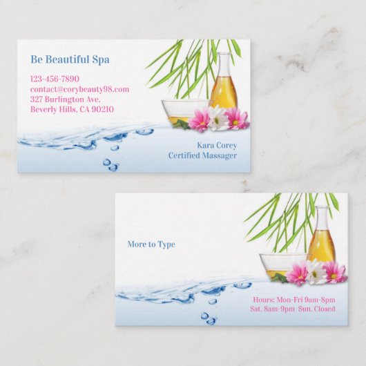 Spa Natural Wellness Visitekaartje (Voorkant / Achterkant)