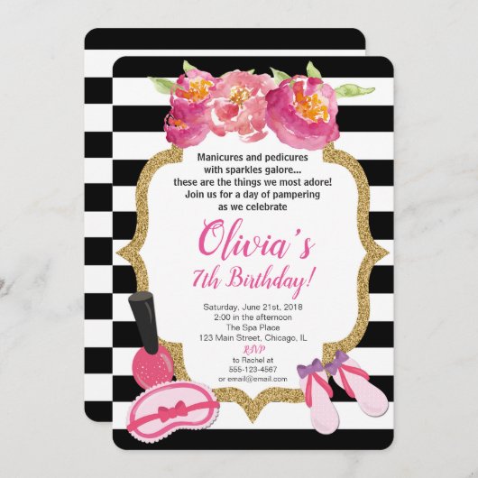 Spa of make-up verjaardagsuitnodiging kaart (Voorkant / Achterkant)