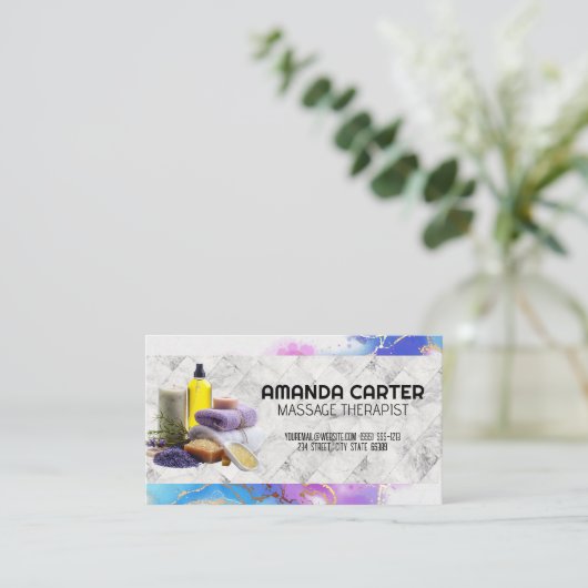 Spa Oils Kruiden Badzout | Waterverf | Marmer Visitekaartje (Staand voorkant)