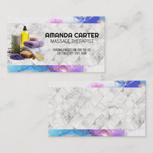 Spa Oils Kruiden Badzout | Waterverf | Marmer Visitekaartje (Voorkant / Achterkant)