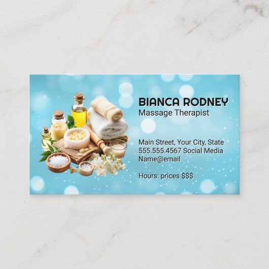 Spa-oliën en badzouten | Boke Visitekaartje (Voorkant)