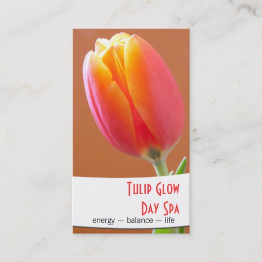 Spa Oranje Tulip-fotografiekaart Afsprakenkaartje (Voorkant)
