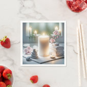 Spa orchideeën en gloeiende kaarsen servet (Insitu)