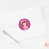 Spa Pamper Girly Kinder Schattigee Happy Birthday  Ronde Sticker (Envelop)