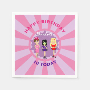 Spa Pamper Girly Kinder Schattigee Happy Birthday  Servet