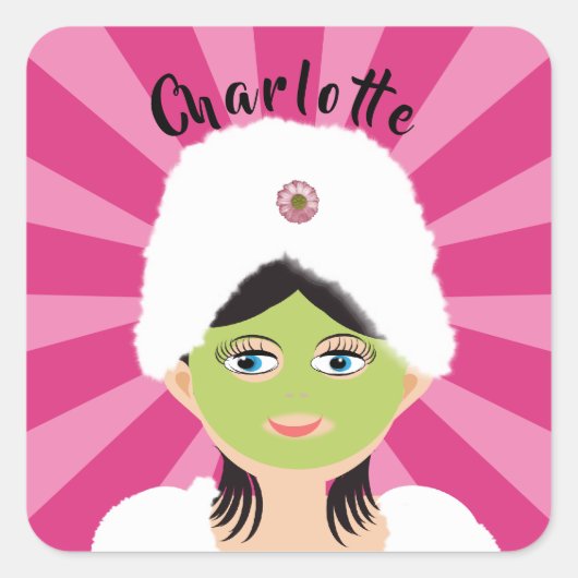 Spa Pamper Girly Kinder Schattigee Happy Birthday  Vierkante Sticker (Voorkant)