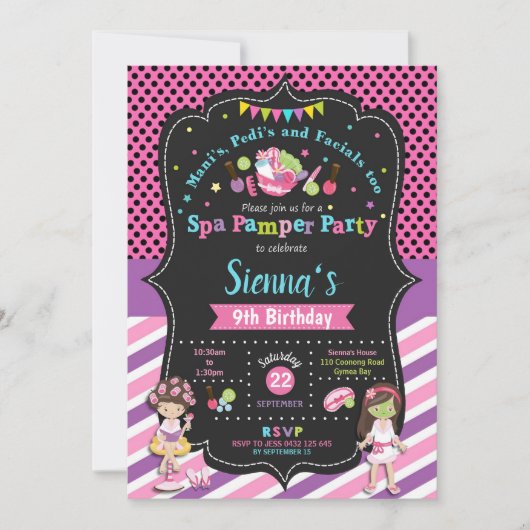 Spa Pamper Party Verjaardag Uitnodigingen Meisjes (Voorkant)