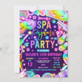 Spa Panama Neon Spa en Sleepover verjaardagsfeestj Kaart (Voorkant)