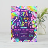 Spa Panama Neon Spa en Sleepover verjaardagsfeestj Kaart (Staand voorkant)