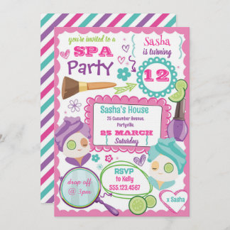 Spa Party Birthday Invitation Kaart