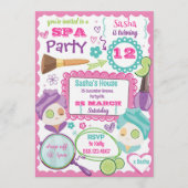 Spa Party Birthday Invitation Kaart (Voorkant)