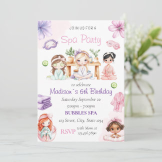 Spa Party Birthday Invitation Kaart