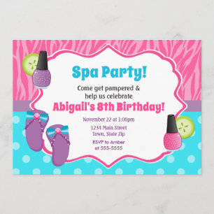 Spa Party Birthday Invitation Pamper Party Kaart